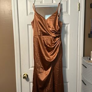 Revelry Rory Satin Dress Copper-725 Size 14 Never Used
